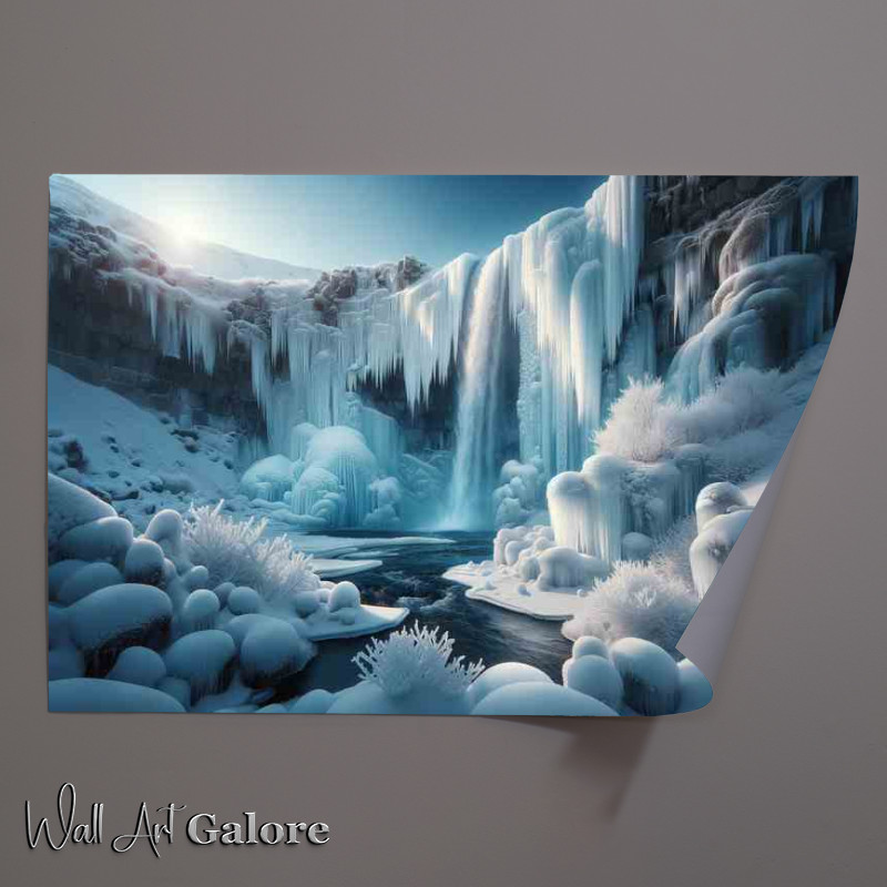 Buy Unframed Poster : (Crystal Silence An Icy Waterfall in Iceland)