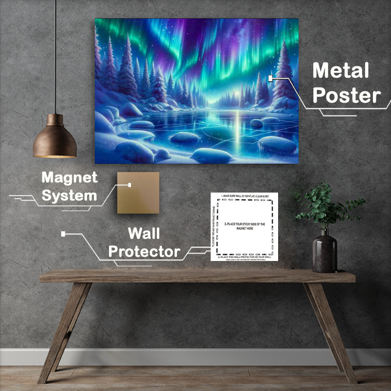 Buy Metal Poster : (Glacial Harmony Midnight Northern Lights)