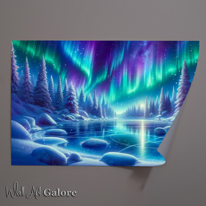 Buy Unframed Poster : (Glacial Harmony Midnight Northern Lights)