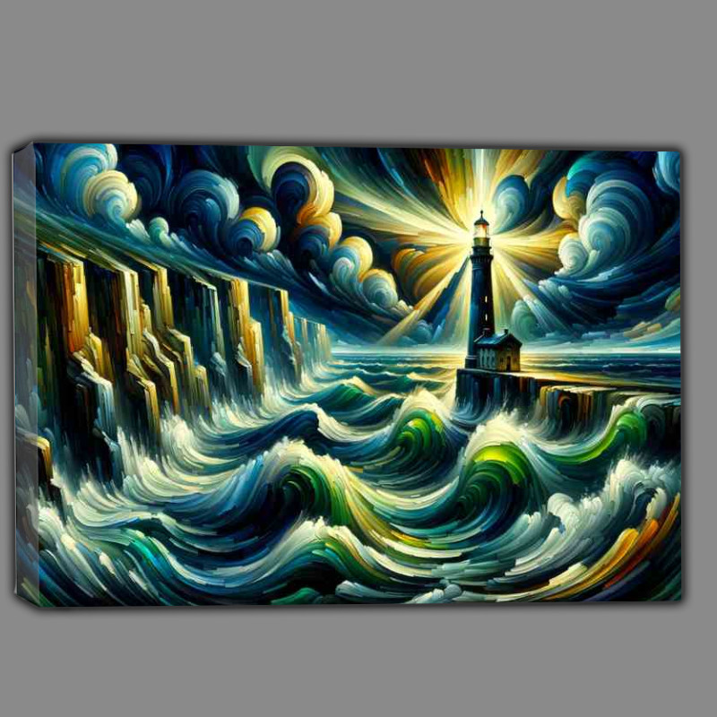 Buy Canvas : (Lighthouse Beacon A Stormy Seascape)