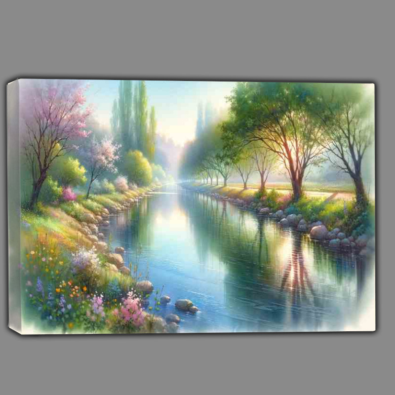 Buy Canvas : (Morning Melody A Riverside in Spring)