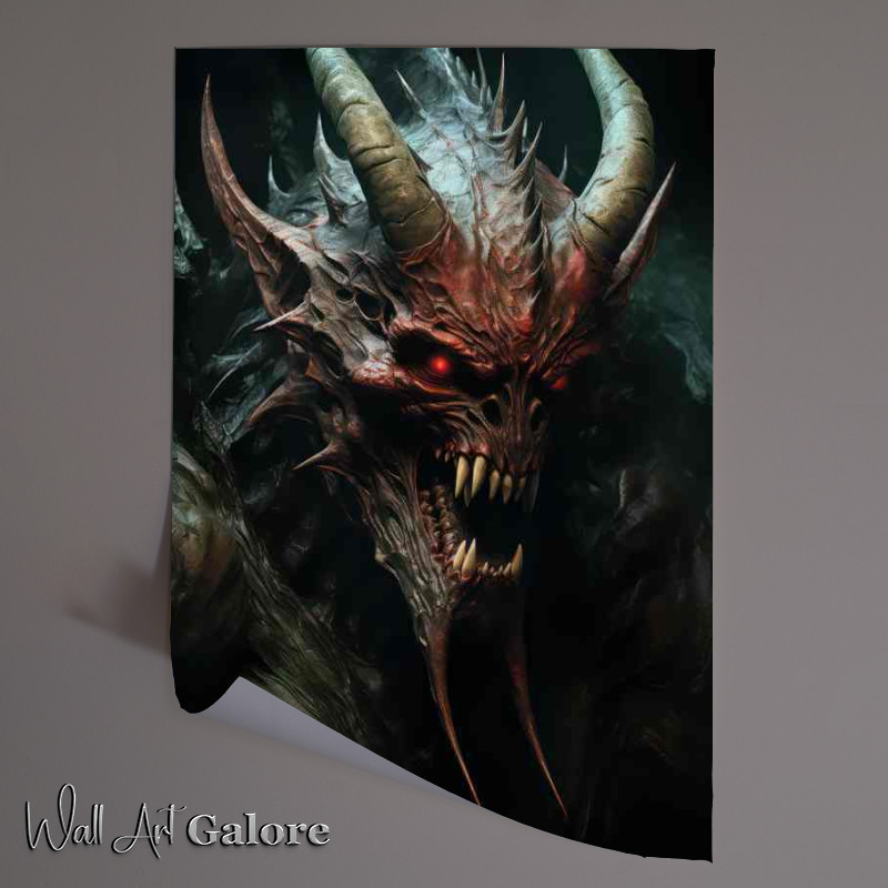 Buy Unframed Poster : (Green monster with horns and big teeth)