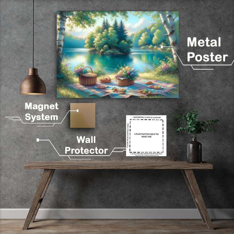 Buy Metal Poster : (Summers Harmony A Lakeside Picnic)