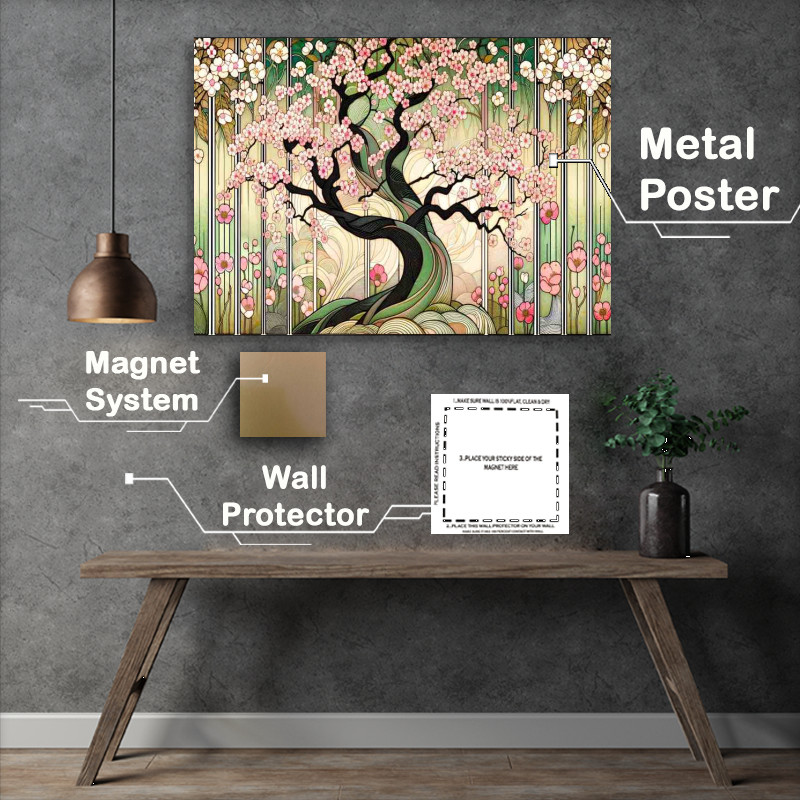 Buy Metal Poster : (Blossom Symphony_ A Cherry Orchard Art)