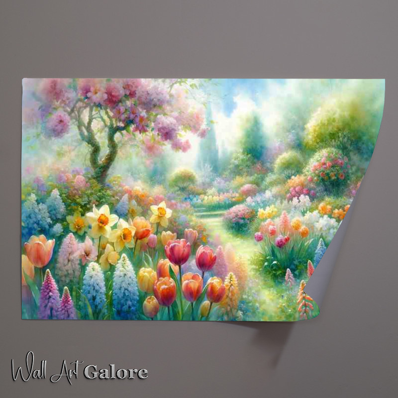 Buy Unframed Poster : (Spring Serenade A Floral Garden Watercolor Style)