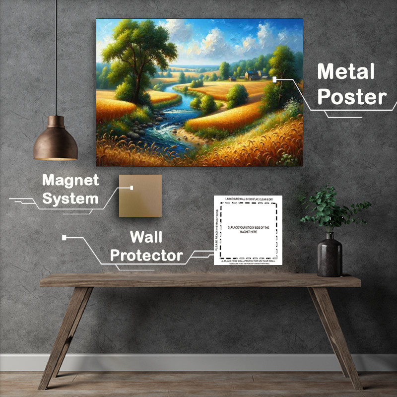 Buy Metal Poster : (Summers Bliss Rural in Oil Painting Style)
