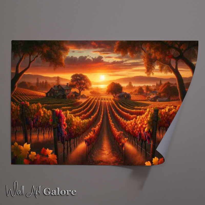 Buy Unframed Poster : (Sunset Symphony The Rustic Autumn Vineyard)