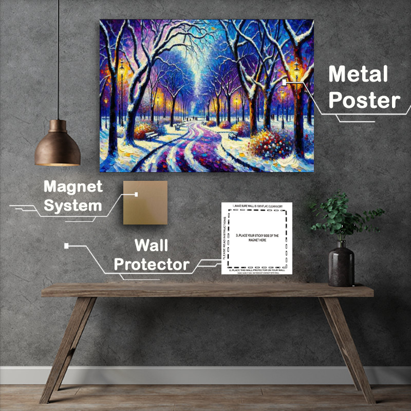 Buy Metal Poster : (Winters Harmony A Snowy Park Style)