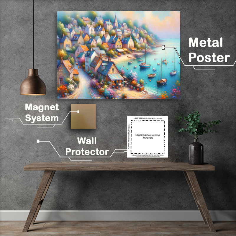 Buy Metal Poster : (Summers Joy A Coastal Village Pastei)