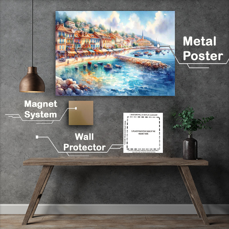 Buy Metal Poster : (Summers Radiance A Seaside Town)