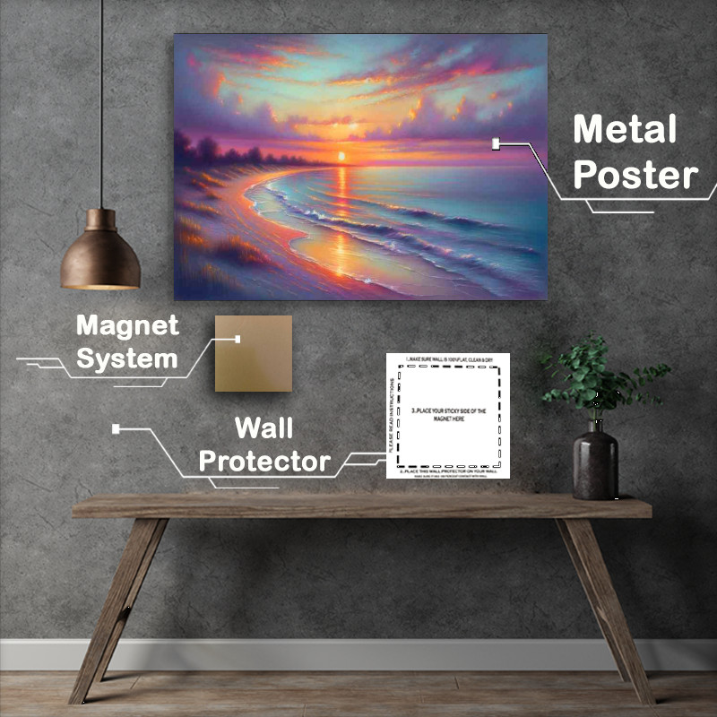 Buy Metal Poster : (Summers Whisper A Coastal Sunset)