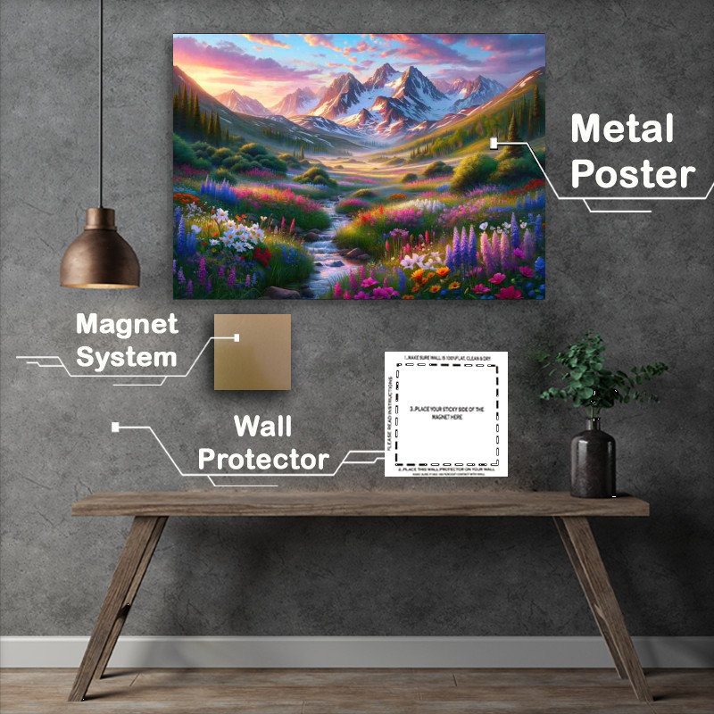 Buy Metal Poster : (Floral Symphony Spring Dawn in the Colorado Mountains)