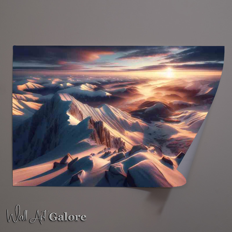 Buy Unframed Poster : (Frosty Dawn A Tranquil Morning on a Snowy Mountain Peak)