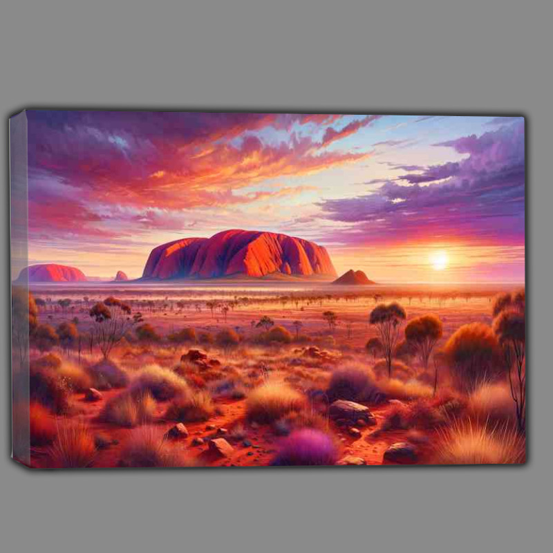 Buy Canvas : (Summer sunrise in the Australian Outback Uluru Ayers Rock)