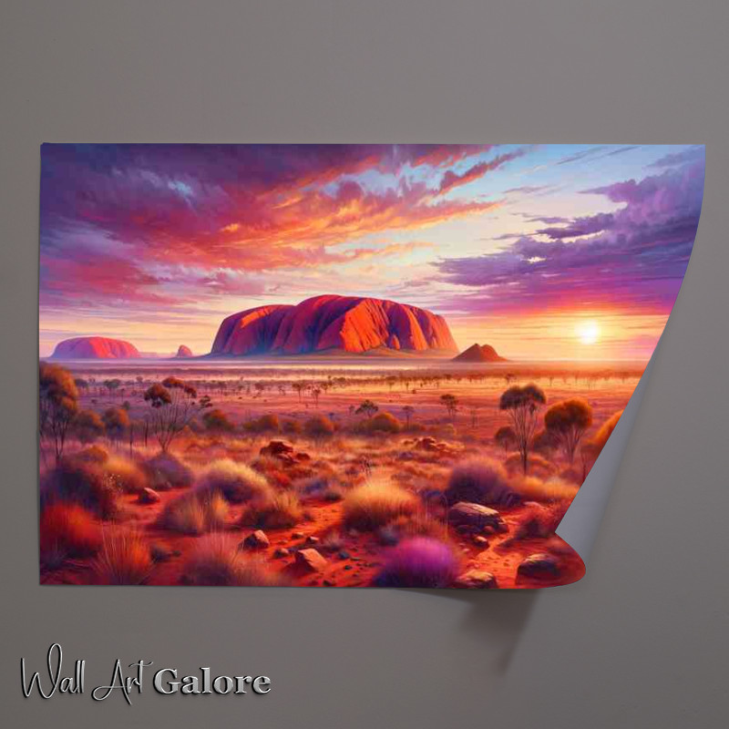 Buy Unframed Poster : (Summer sunrise in the Australian Outback Uluru Ayers Rock)