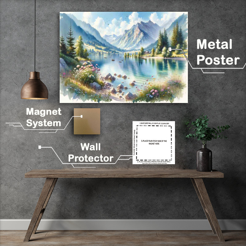 Buy Metal Poster : (Summers Tranquility A Mountain Lake)