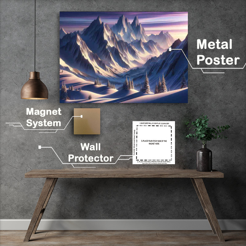 Buy Metal Poster : (Whispers of Winter The Snow Capped Mountain)