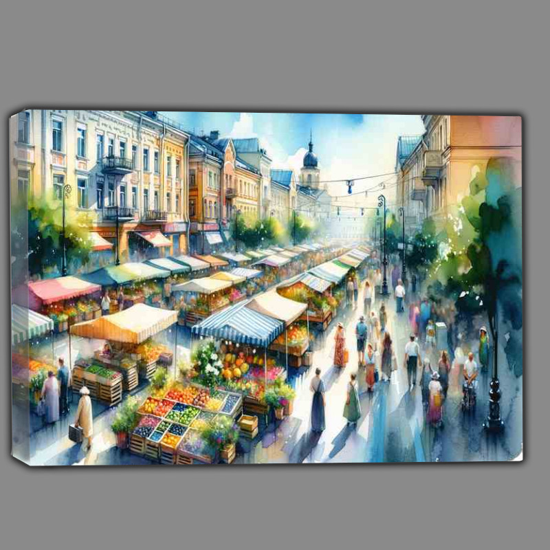 Buy Canvas : (Summers Vibrance A Busy Street Market)