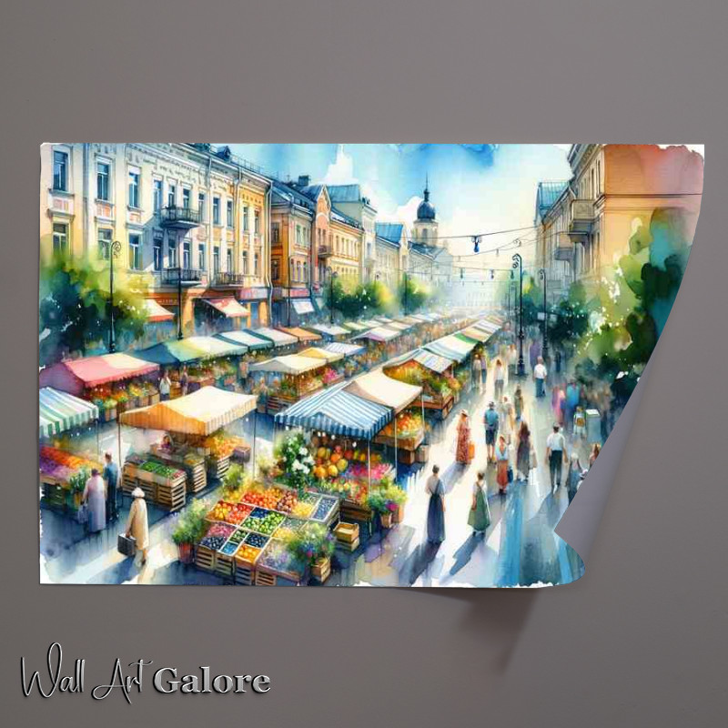 Buy Unframed Poster : (Summers Vibrance A Busy Street Market)