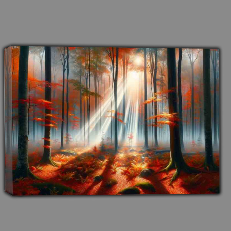 Buy Canvas : (A misty morning in a New England forest USA)