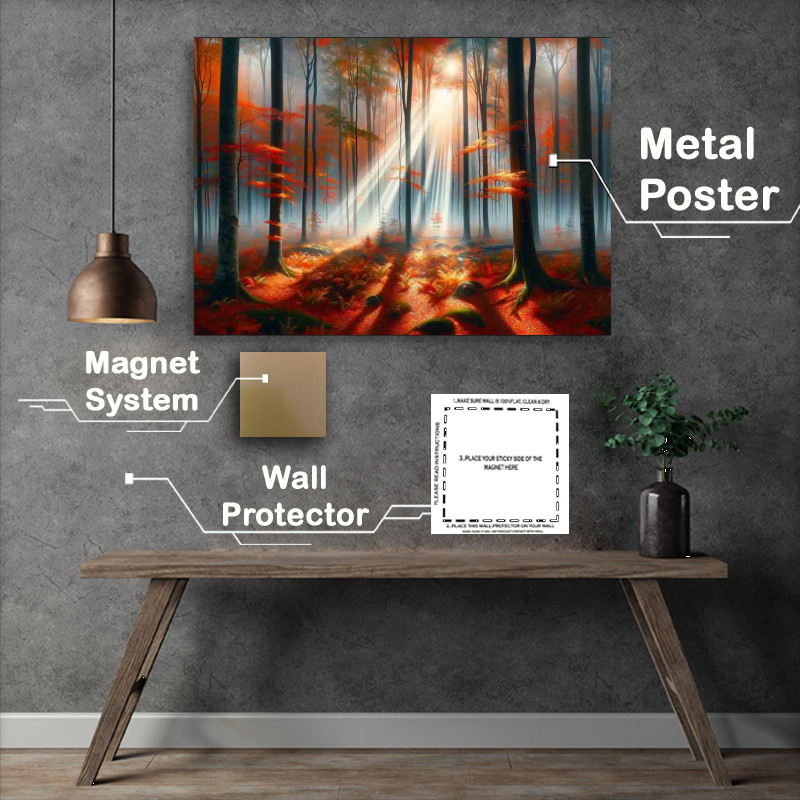 Buy Metal Poster : (A misty morning in a New England forest USA)
