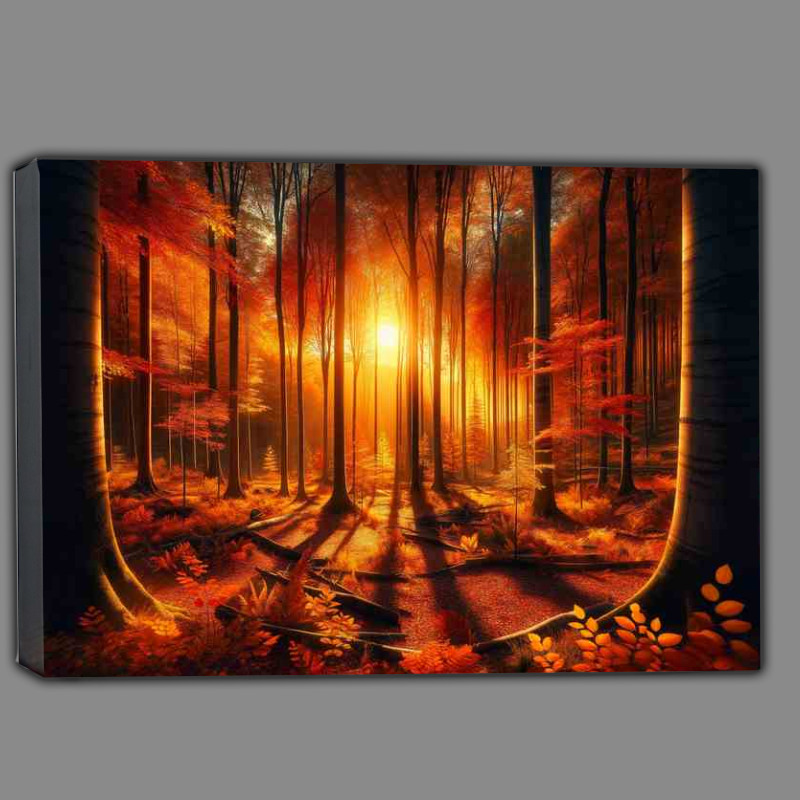 Buy Canvas : (Autumns Golden Whisper A Forest at Sunset)