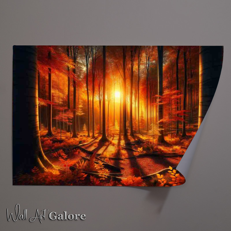 Buy Unframed Poster : (Autumns Golden Whisper A Forest at Sunset)