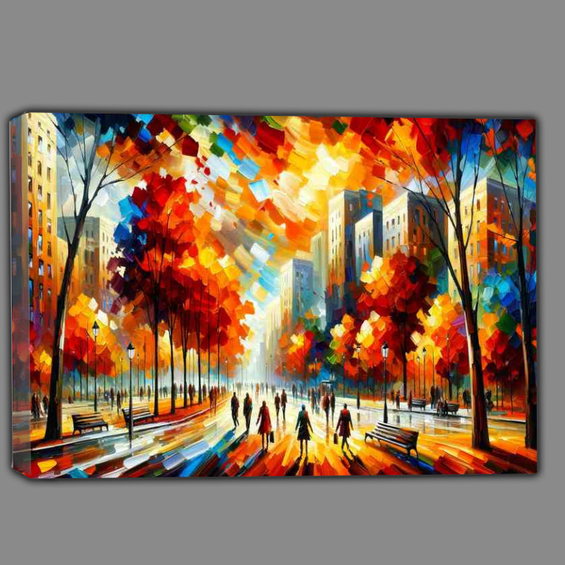 Buy Canvas : (Autumns Harmony A City Park in Expressionist Style)