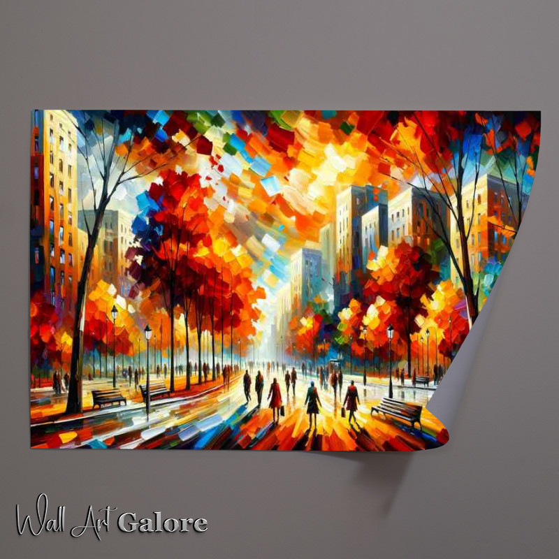 Buy Unframed Poster : (Autumns Harmony A City Park in Expressionist Style)