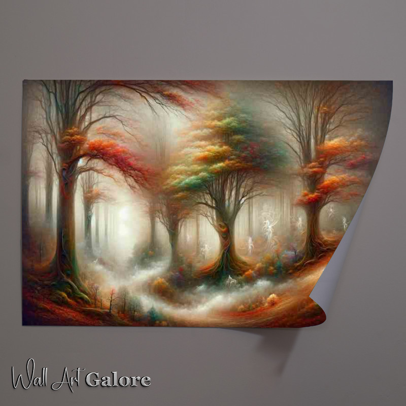 Buy Unframed Poster : (Autumns Mystery A Foggy Morning in Surrealist Style)