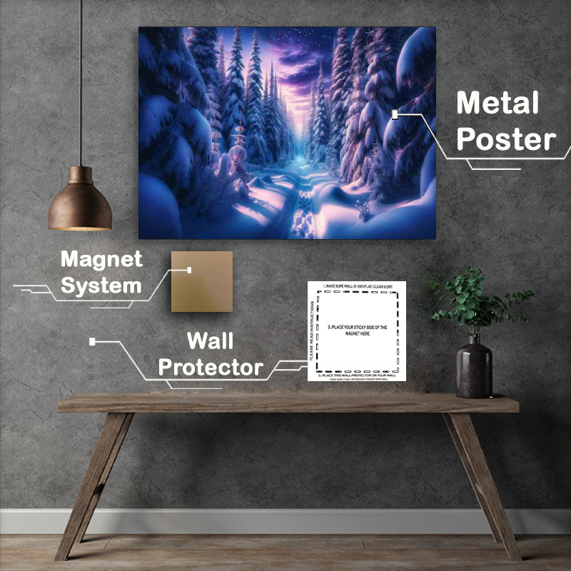 Buy Metal Poster : (Enchanted Twilight A Snowy Forest Path in Canada)
