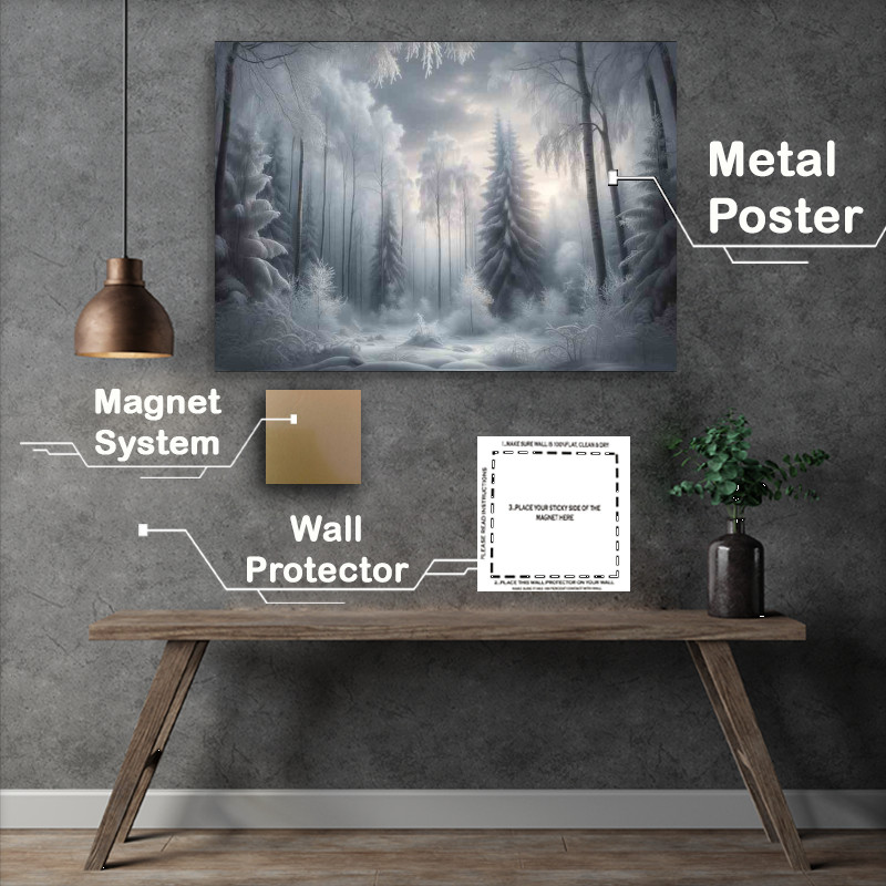 Buy Metal Poster : (Frozen Elegance The Magic of a Winter Forest)