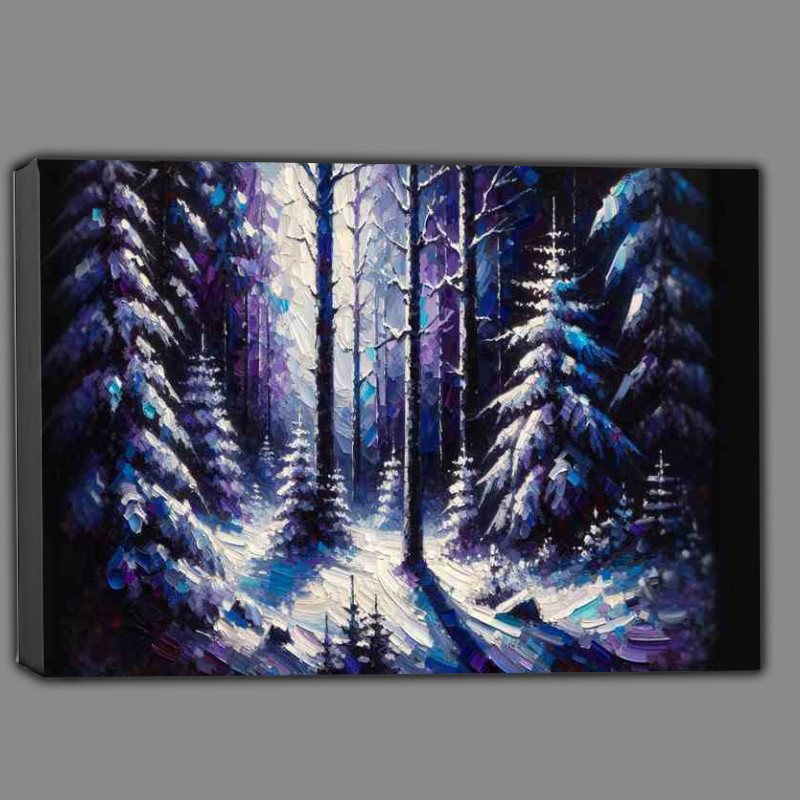 Buy Canvas : (Whispering Pines Winter Forest in Expressionist Style)