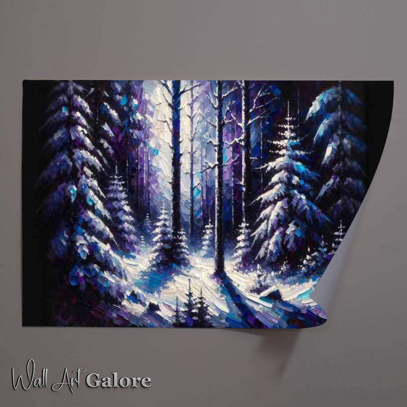 Buy Unframed Poster : (Whispering Pines Winter Forest in Expressionist Style)