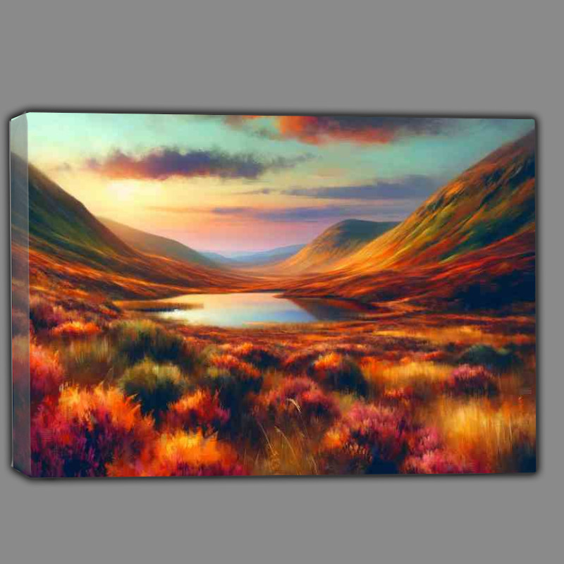 Buy Canvas : (Autumn evening in the Scottish Highlands Rolling hills)