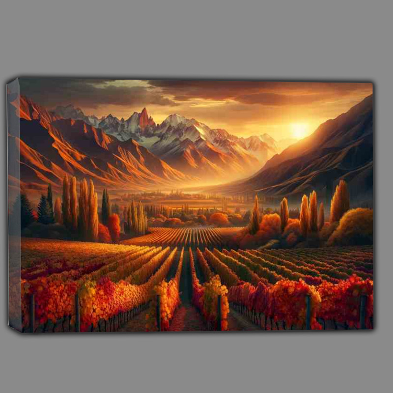 Buy Canvas : (Autumn evening in the vineyards of Mendoza Argentina)