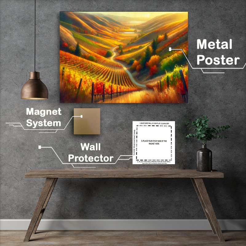 Buy Metal Poster : (Autumn scene in the vineyards of Napa Valley USA)
