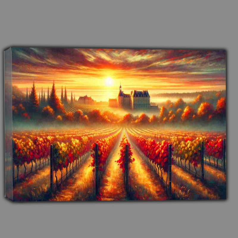 Buy Canvas : (Autumn sunrise over the vineyards of Bordeaux France)