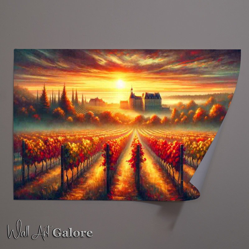 Buy Unframed Poster : (Autumn sunrise over the vineyards of Bordeaux France)