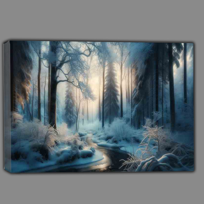 Buy Canvas : (Crystal Silence Snow Blanketed Forest at Dawn)