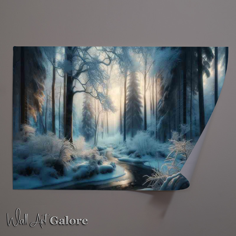 Buy Unframed Poster : (Crystal Silence Snow Blanketed Forest at Dawn)