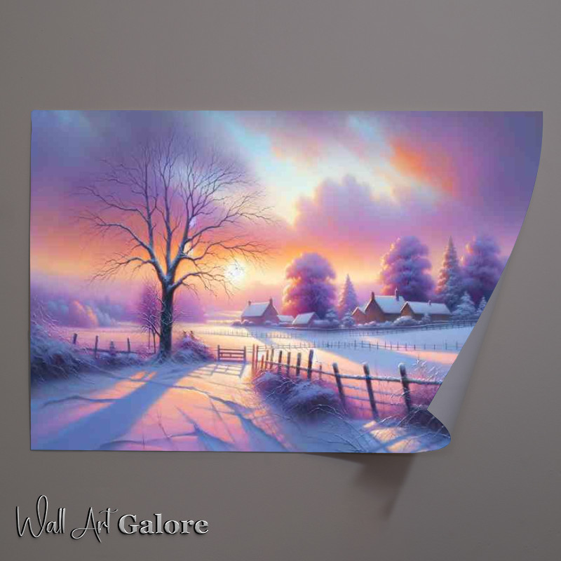 Buy Unframed Poster : (Gentle Glow A Snowy Countryside at Sunset)