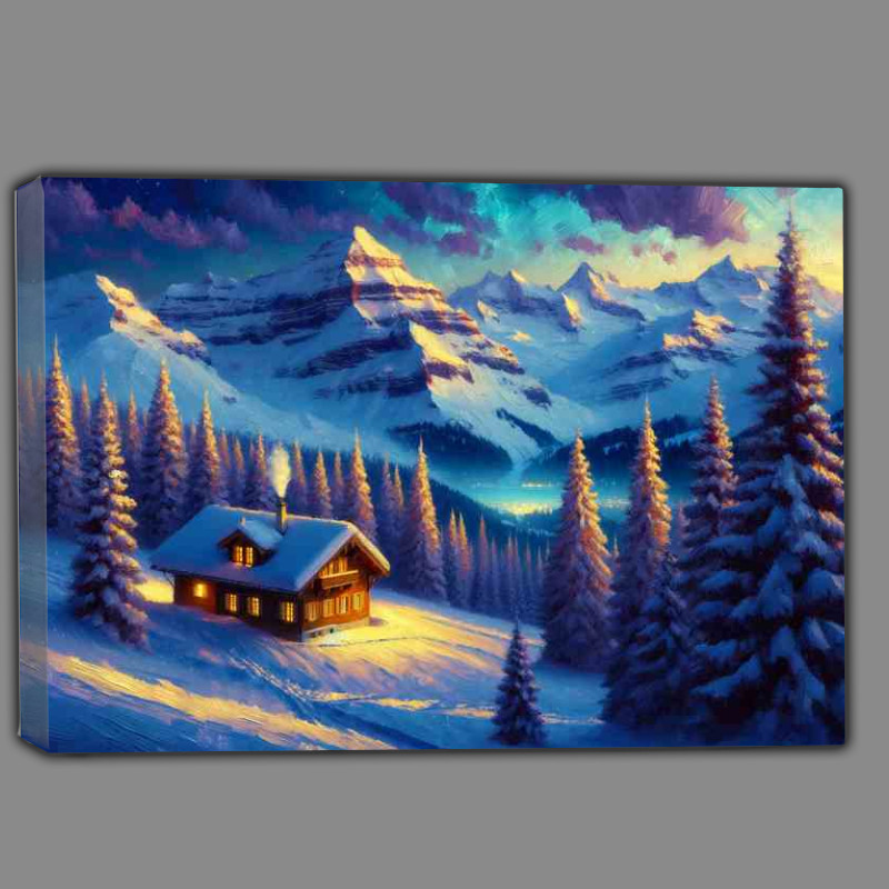 Buy Canvas : (Gleaming Solitude Serene Snowscapes of the Swiss Alps)