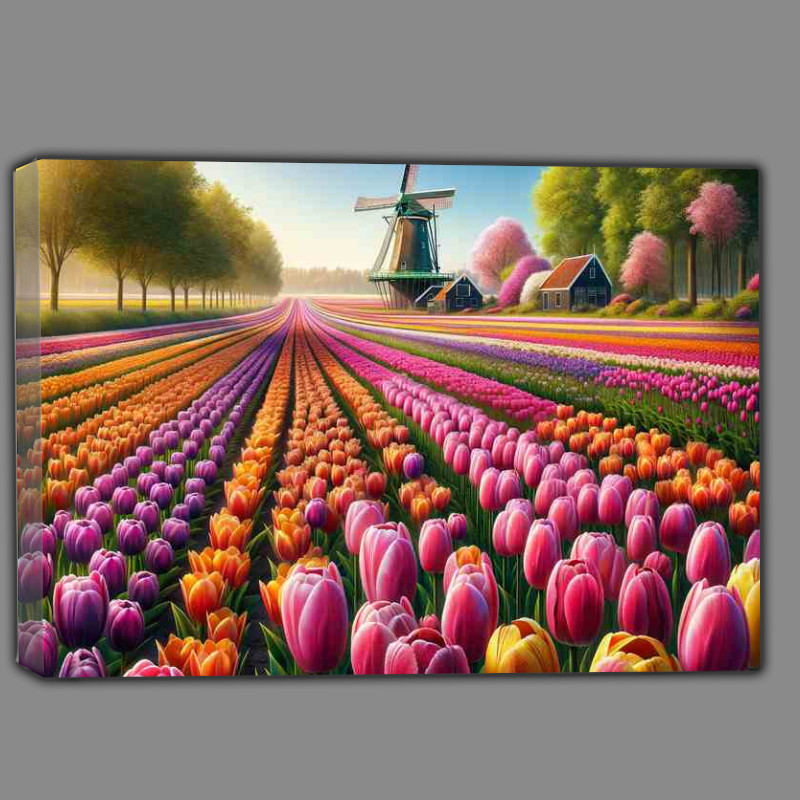 Buy Canvas : (Radiant Bloom Spring Awakening in the Dutch Tulip Fields)