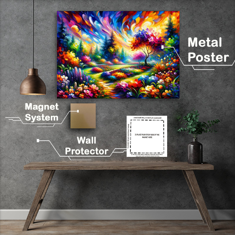Buy Metal Poster : (Renewal in Bloom A Spring Garden in Expressionist Style)
