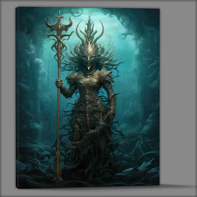 Buy Canvas : (Mermaid with the spear underwater protector of the sea)