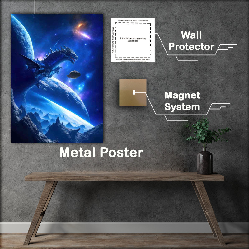 Buy Metal Poster : (Mighty dragon flying throgh space)