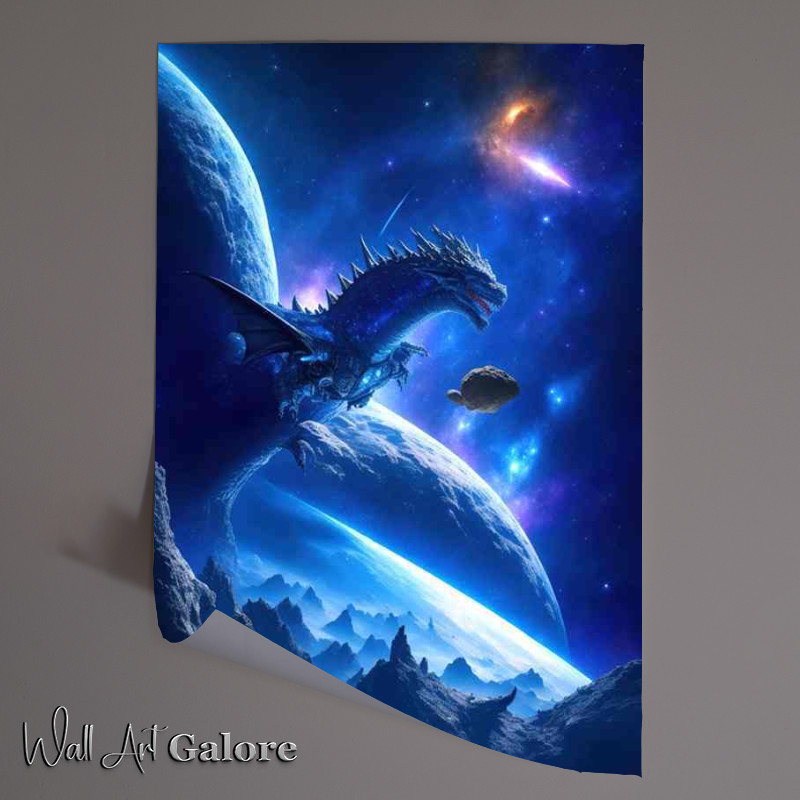 Buy Unframed Poster : (Mighty dragon flying throgh space)
