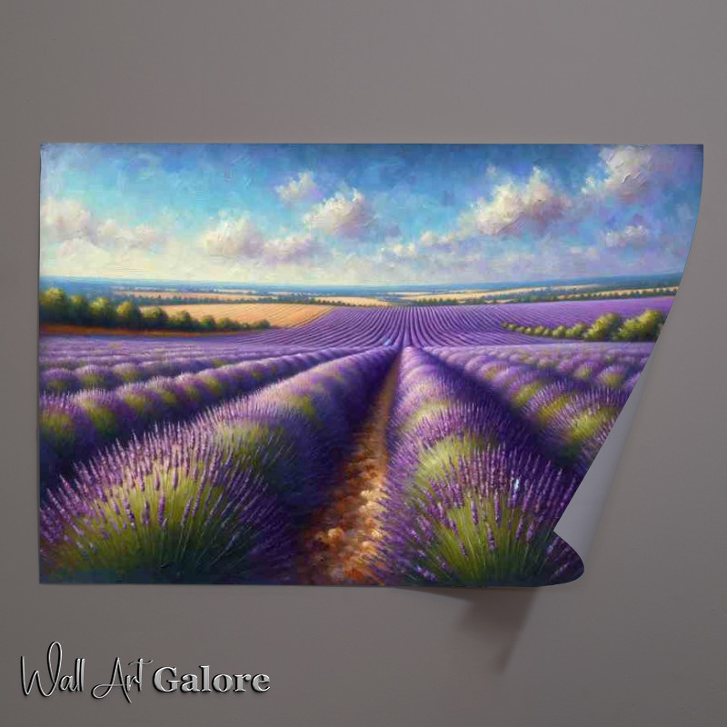 Buy Unframed Poster : (Summers Harmony A Lavender Field in Oil Painting Style)