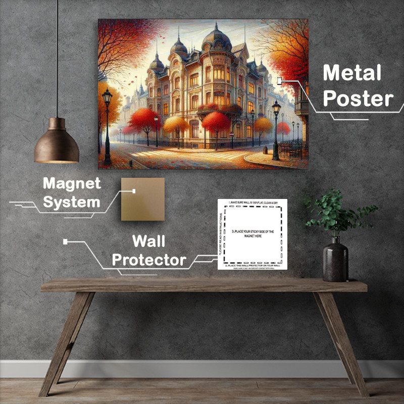 Buy Metal Poster : (Autumns Elegance A Historic Town Art)
